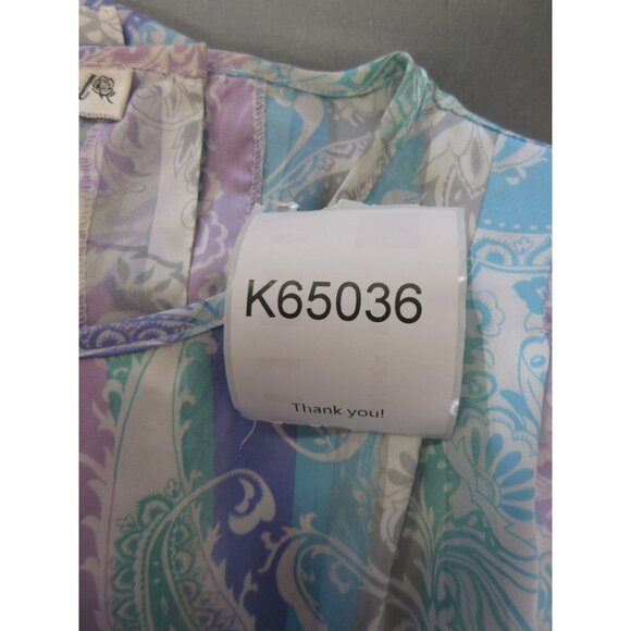 VINTAGE Eva Laurel Top 12 Blouse Paisley Striped Button Up Boho 90s - Picture 11 of 11